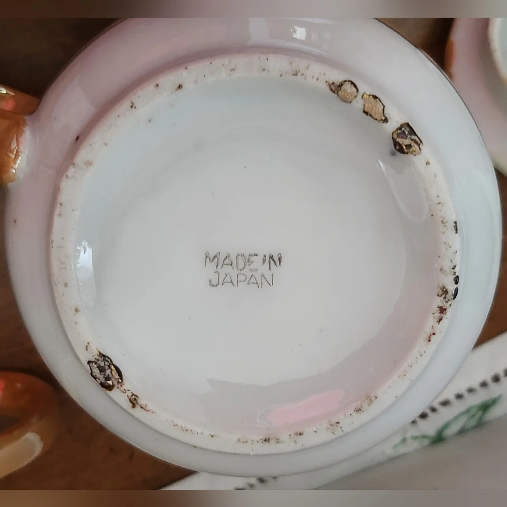 VTG Iridescent Lusterware Sugar Bowl and Creamer Hand-Painted Japan
